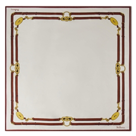 Mulberry Square Scarf Belted Border Cream Silk Twill